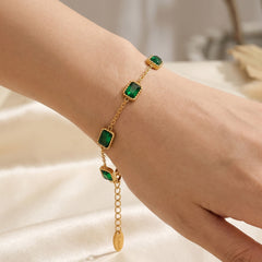 Green Cubic Zirconia Station Bracelet