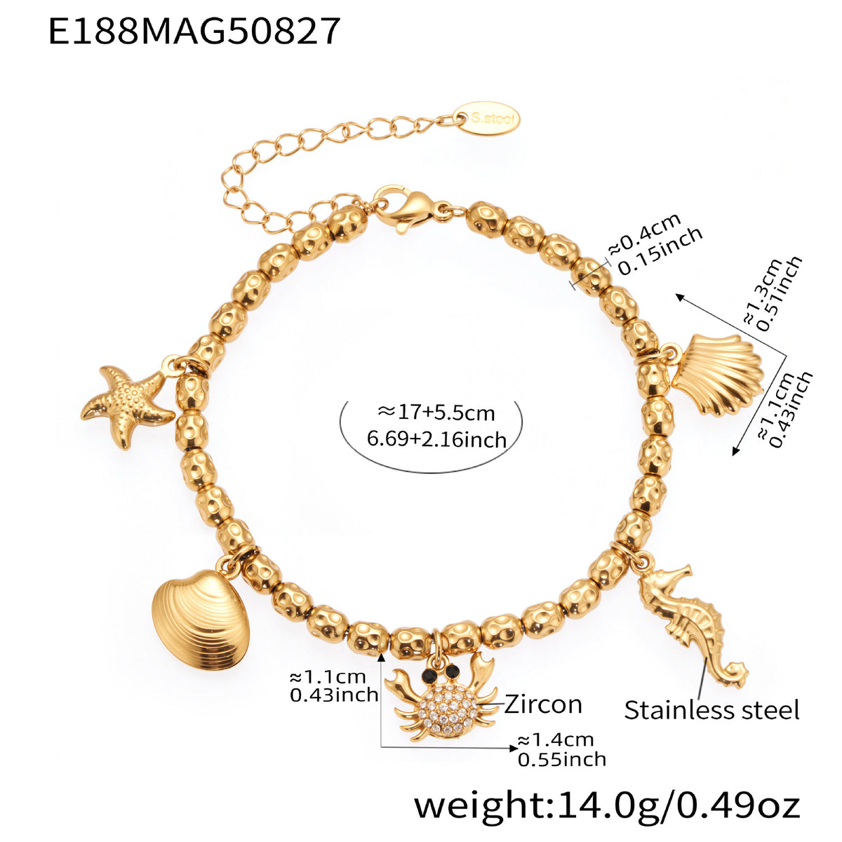 Ocean Charm Bead Bracelet