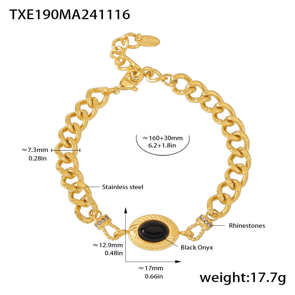 18K Gold-Plated Black Agate Jewelry