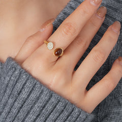 Camille Vintage-Inspired Tiger-Eye Adjustable Ring