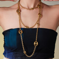 18K Gold-Plated Coffee Bean Long Necklace