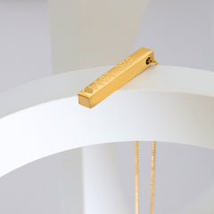 Engraved Numeric Bar Pendant Necklace