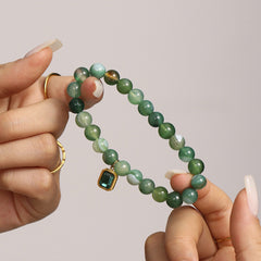 Natural Agate Beaded Stretch Bracelet