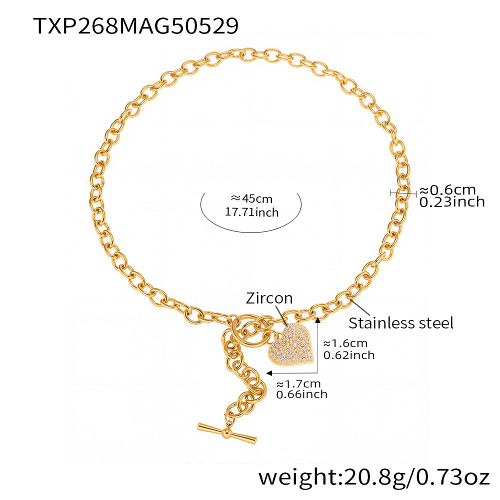 Cubic Zirconia Heart Toggle Jewelry