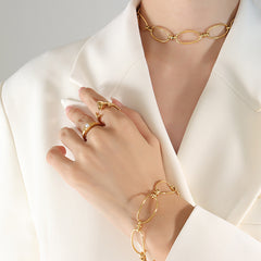 Geometric Link Necklace, Bracelet & Earrings
