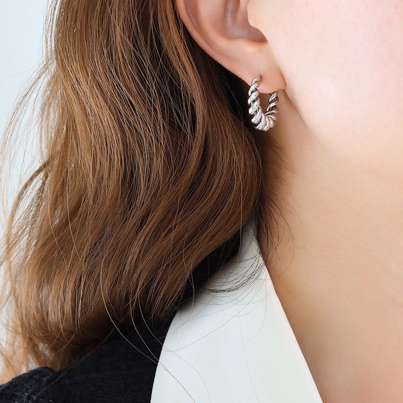Twisted Open C-Shaped Brass Hoop Earrings