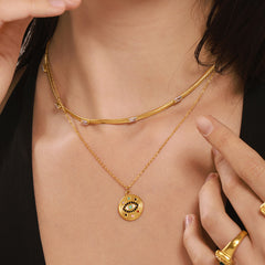18K Gold-Plated Eye Motif Necklaces & Ring