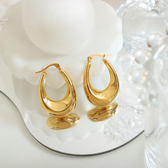 Gold-Tone Sculptural U-Shaped Hoop Earrings