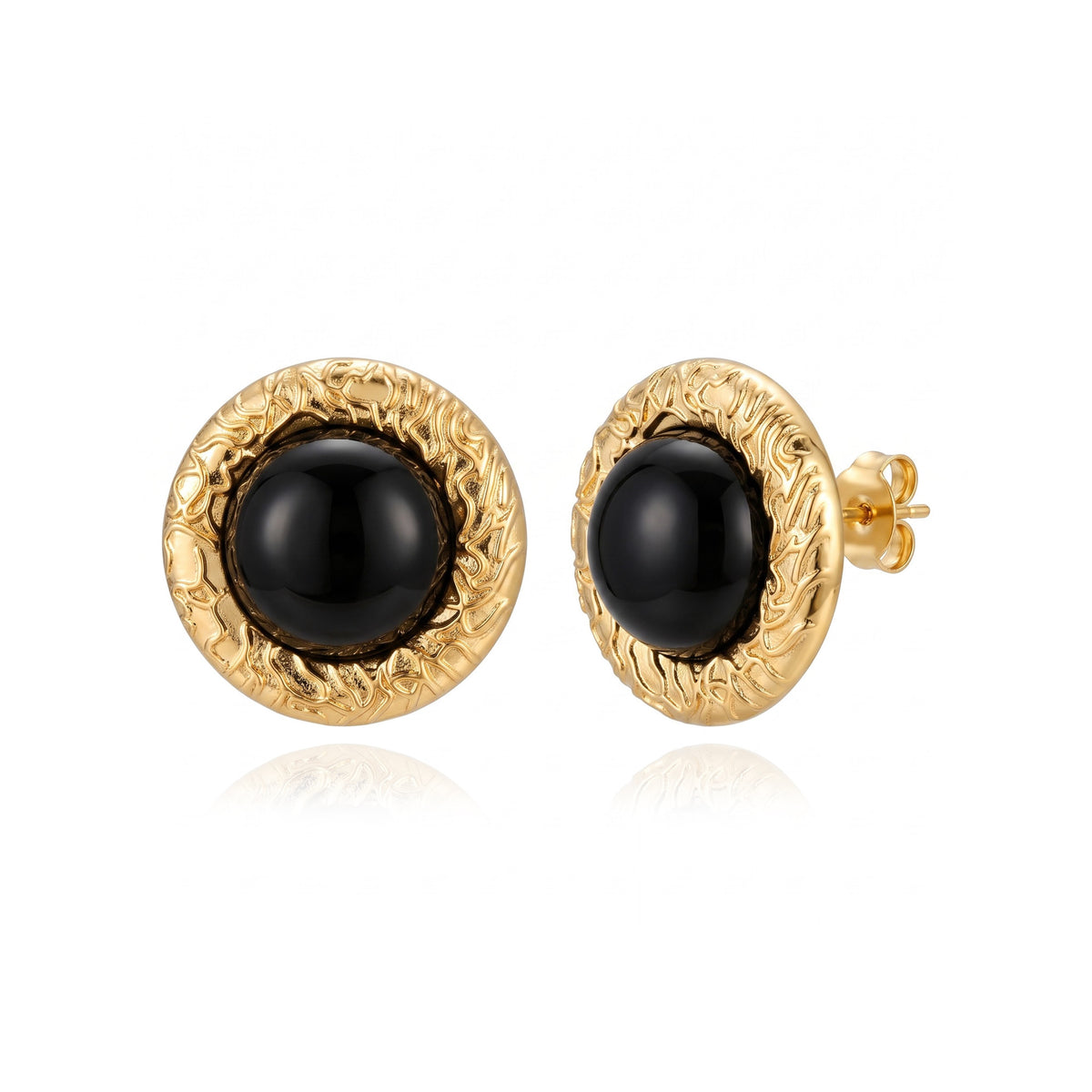 Marielle Black Agate Stud Earrings