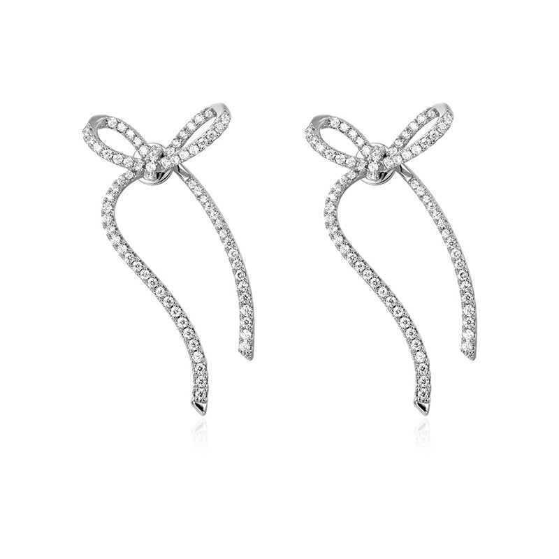 Camille Minimalist Pavé Bow Stud Earrings