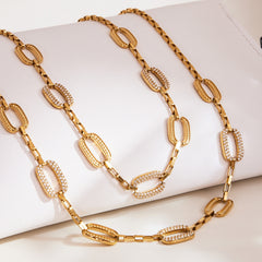 18K Gold-Plated Rectangular Cubic Zirconia Necklace, Bracelet or Earrings