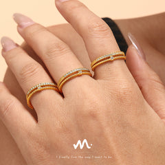 18K Gold-Plated Cubic Zirconia Adjustable Open Ring