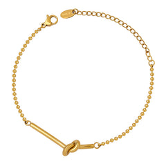 18K Gold-Plated Knotted Bar Bead Bracelet