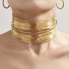 Wrapped Wire Collar Necklace, Cuff Bracelet & Ring