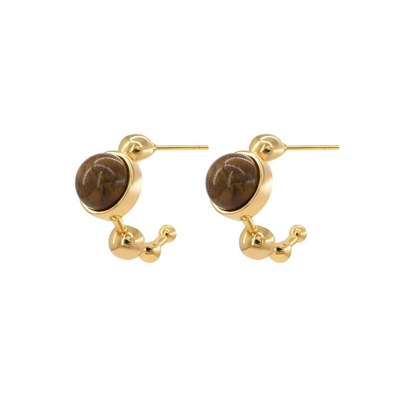 Daphne Tiger-Eye Hoop Earrings