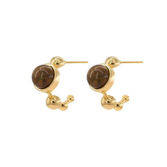 Daphne Tiger-Eye Hoop Earrings