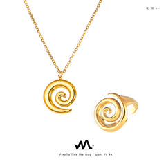 Spiral Pendant Necklace & Open Ring