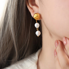 Gold-Tone Pearl-Look Triple Drop Earrings