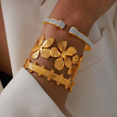 Sculptural Geometric Open Cuff Bracelet