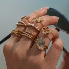 Cubic Zirconia Floral and Pearl-Look Ring Designs