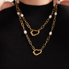 18K Gold-Plated Heart Link Necklace or Bracelet