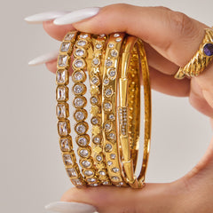 Cubic Zirconia Stainless Steel Bangle Bracelets