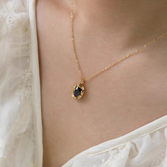 Camille Vintage-Inspired Black Agate Oval Choker Necklace