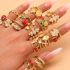 Cubic Zirconia Ladybug, Strawberry or Snake Ring