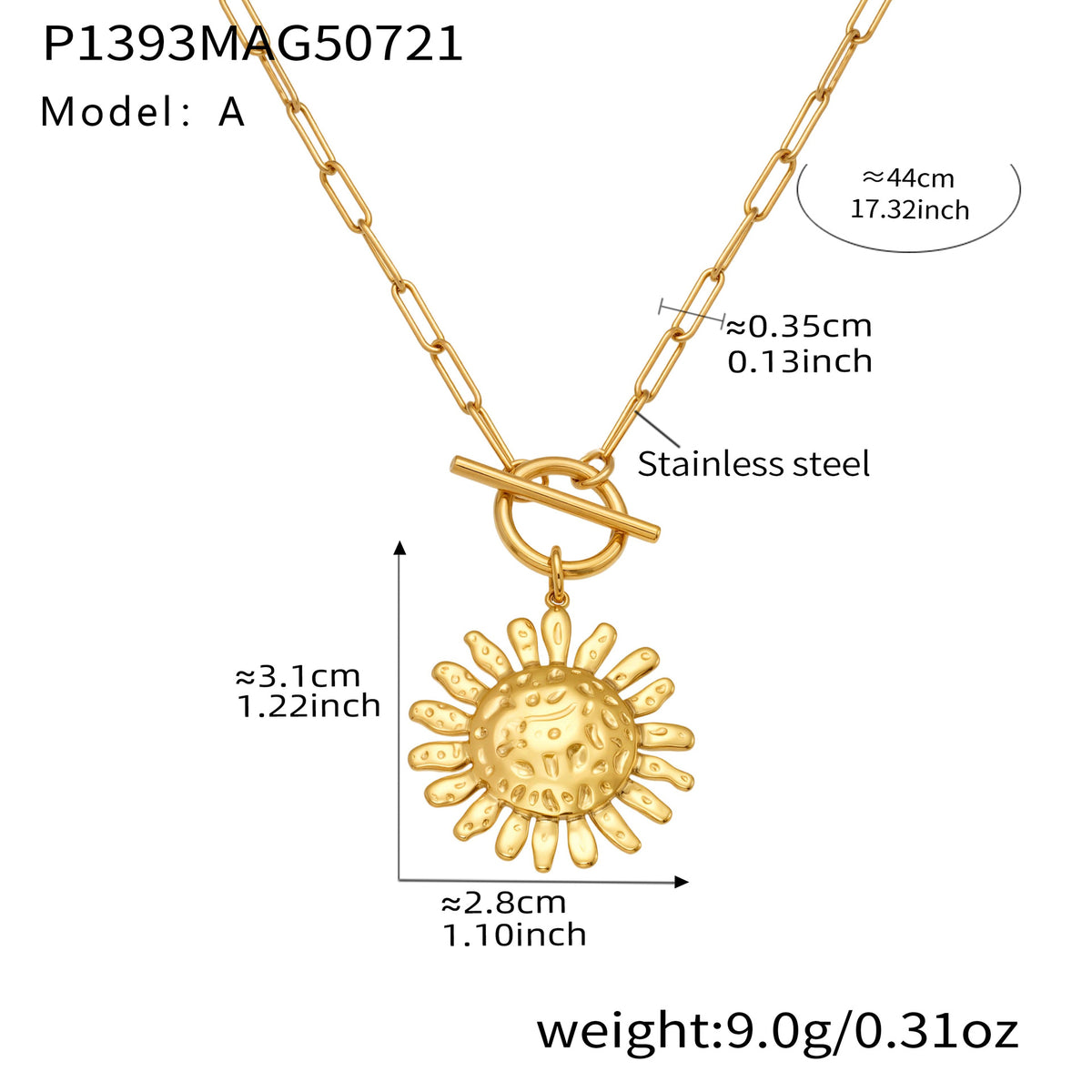 Sunburst Toggle Pendant Necklace