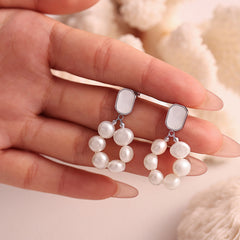 Freshwater Pearl Open-Circle Drop Earrings