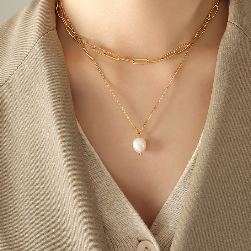 Layered Freshwater Pearl Pendant Necklace