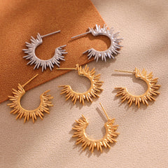 18K Gold-Plated Sunburst Hoop Earrings