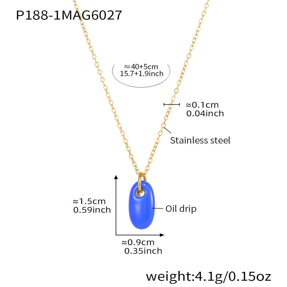 Color Enamel Pendant Necklace and Layering Chains