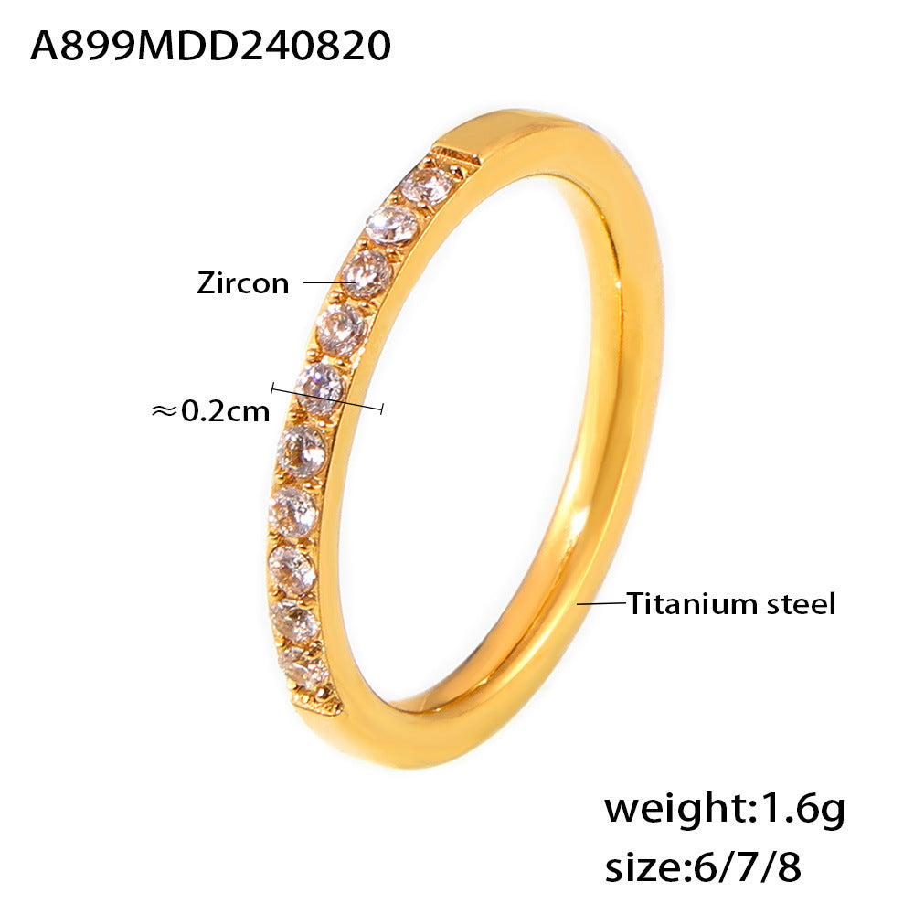 18K Gold-Plated Slim Cubic Zirconia Band Ring