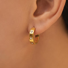18K Gold-Plated Cubic Zirconia C-Hoop Earrings