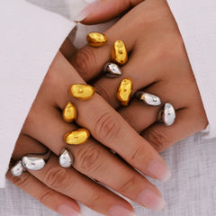18K Gold-Plated Double Teardrop Open Ring