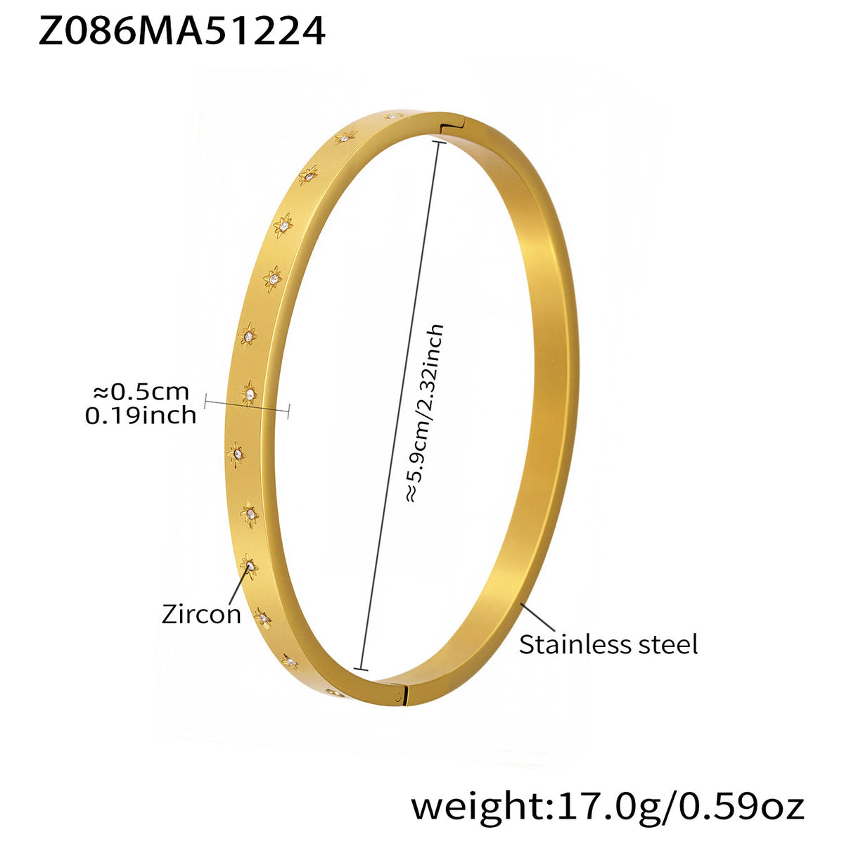 18K Gold-Plated Cubic Zirconia Bangle Designs