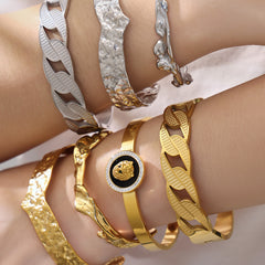 18K Gold-Plated Textured Open Cuff Designs