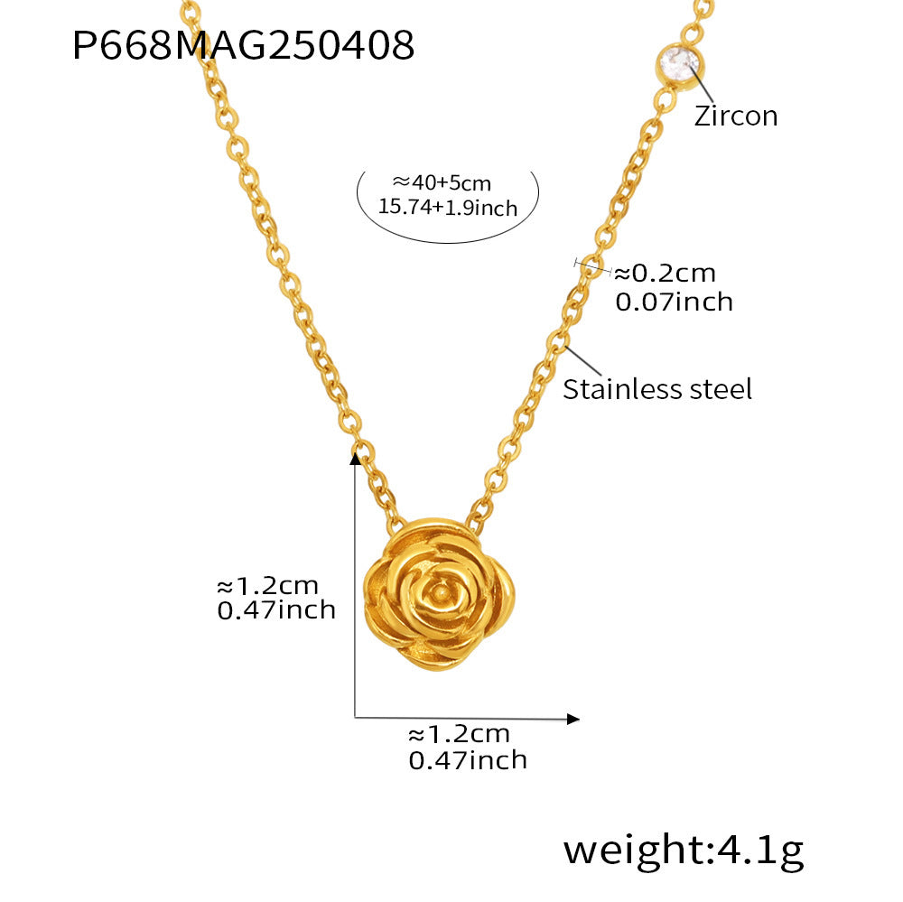 Rose Pendant Necklace or Layering Chain