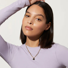 Camille Black Agate Oval Pendant Necklace