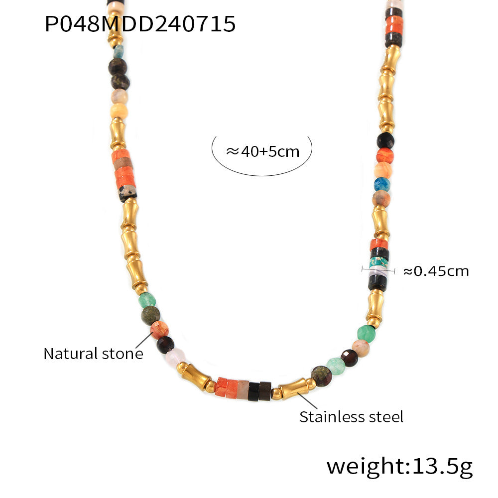 Multicolor Natural Stone Beaded Necklace
