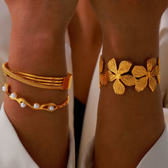 18K Gold-Plated Textured Statement Cuff Designs