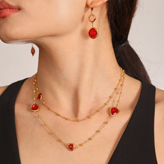 Gold-Tone Long Faceted Glass Necklace