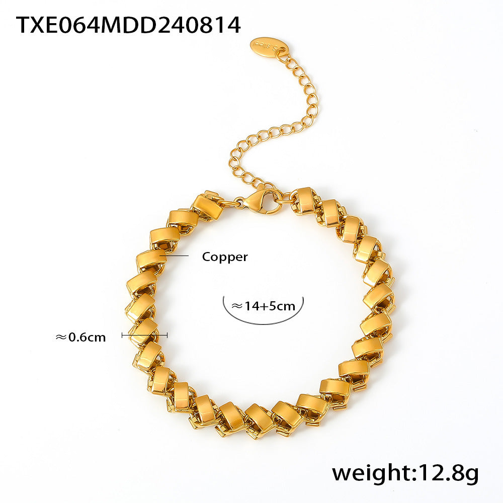 18K Gold-Plated Copper-Base Necklace & Bracelet