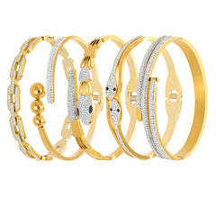 Sculptural Cubic Zirconia Clasp Bracelets