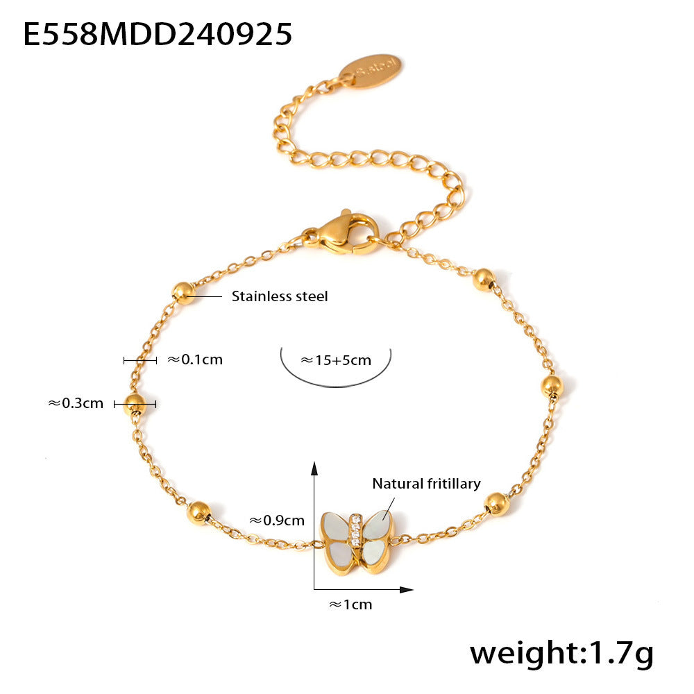 18K Gold-Plated Mother-of-Pearl Butterfly Bracelet