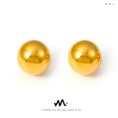 Polished Sphere Stainless Steel Stud Earrings