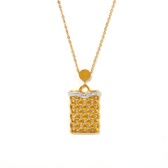 18K Gold-Plated Rectangular Stone Pendant Necklace