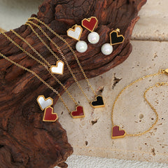 18K Gold-Plated Heart Shell and Acrylic Jewelry