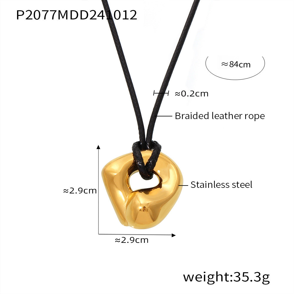 Gold-Tone Organic Pendant Cord Necklace